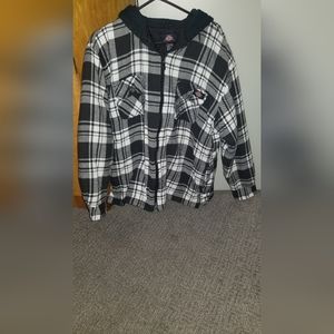 Dickies size large black/white plaid quilted hoodie